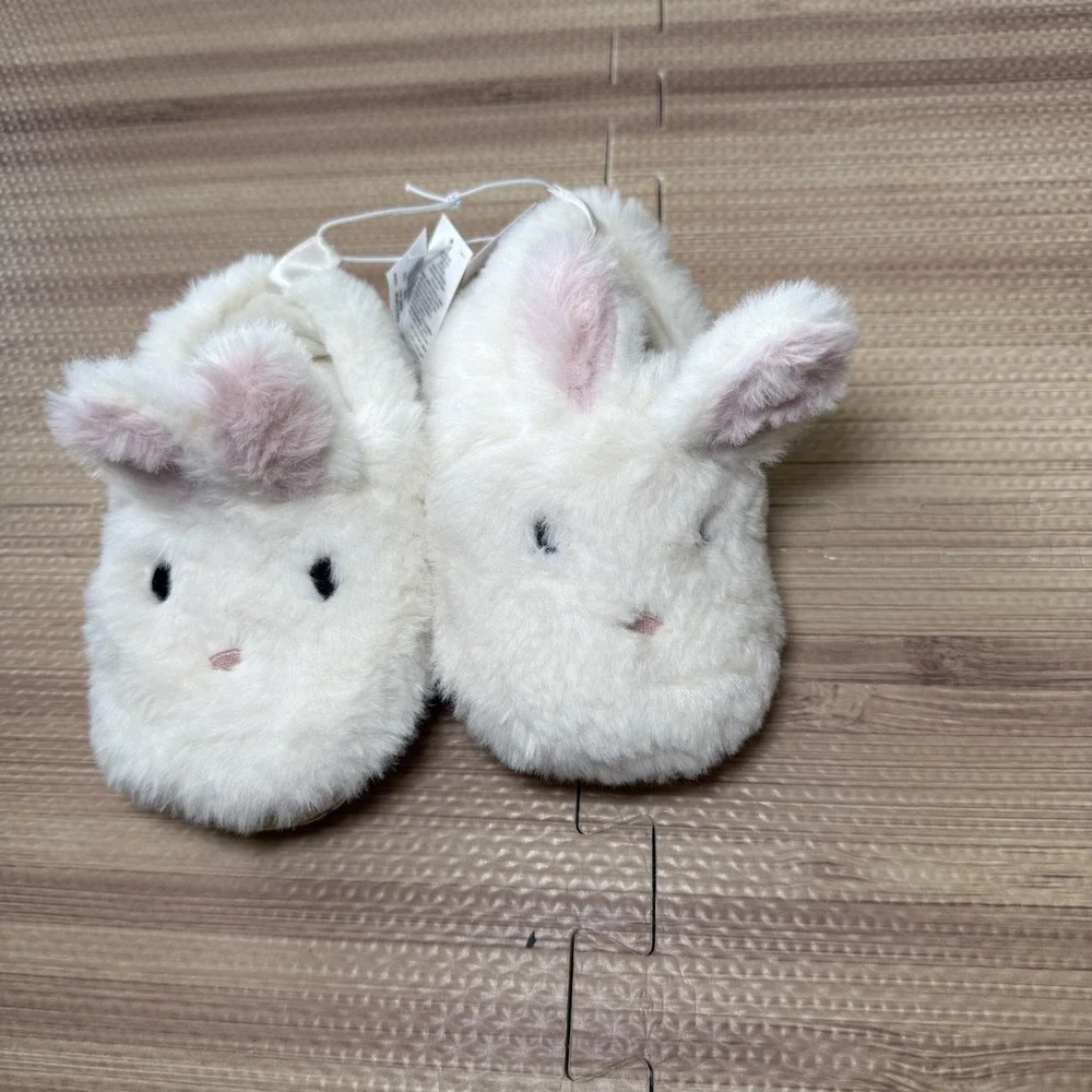 Girl Faux-Fur Critter Slippers for Toddler-Bunny Size XS(5/6)